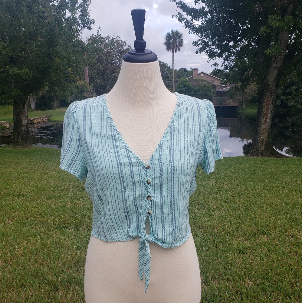 Patrons Of Peace Turquoise Striped Top